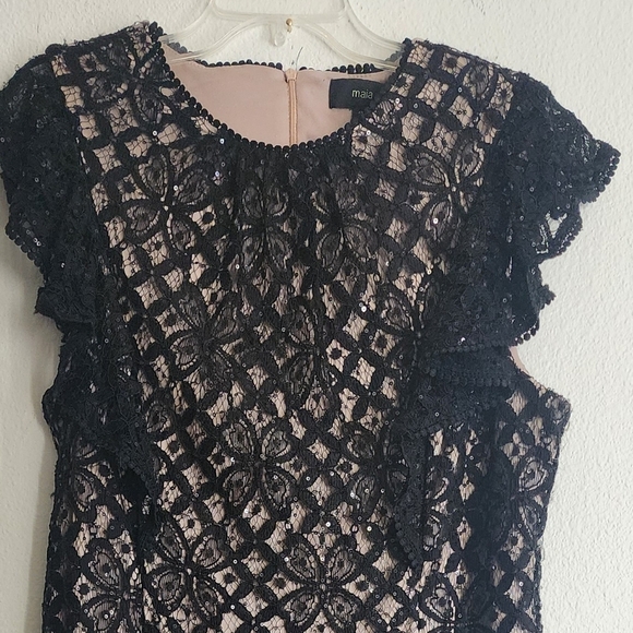 Maia Black Lace Sequin Angel Wing Zip Back Women's Dress Sz 10 (NWT) - Picture 4 of 12